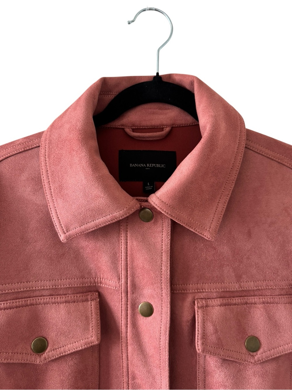 Banana Republic Suede-Look Utility Jacket in Dusty Rose - Picture 2 of 8